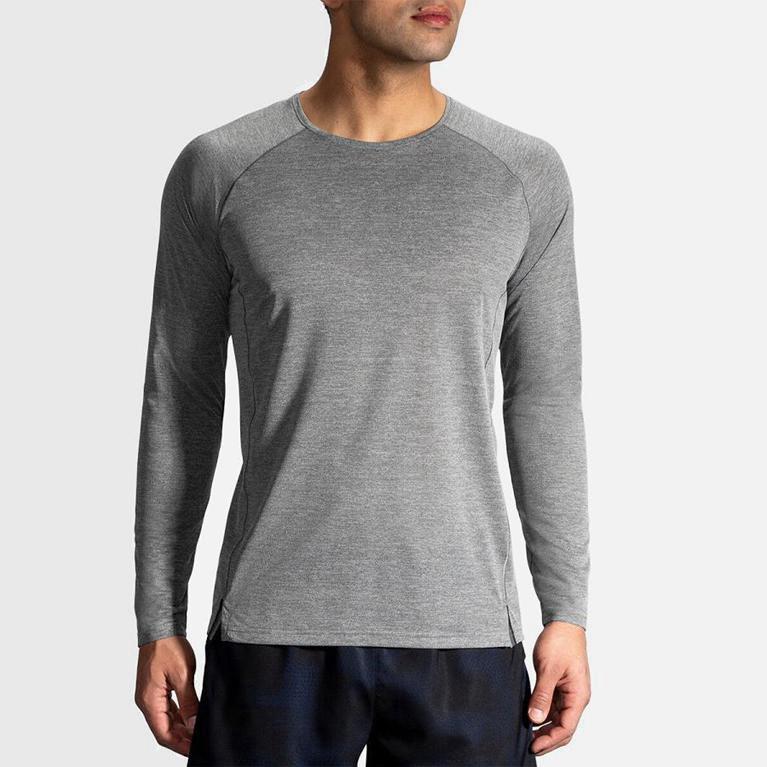 Brooks Ghost Israel - Men's Long Sleeve Running Shirt - Grey (98614-VIXW)